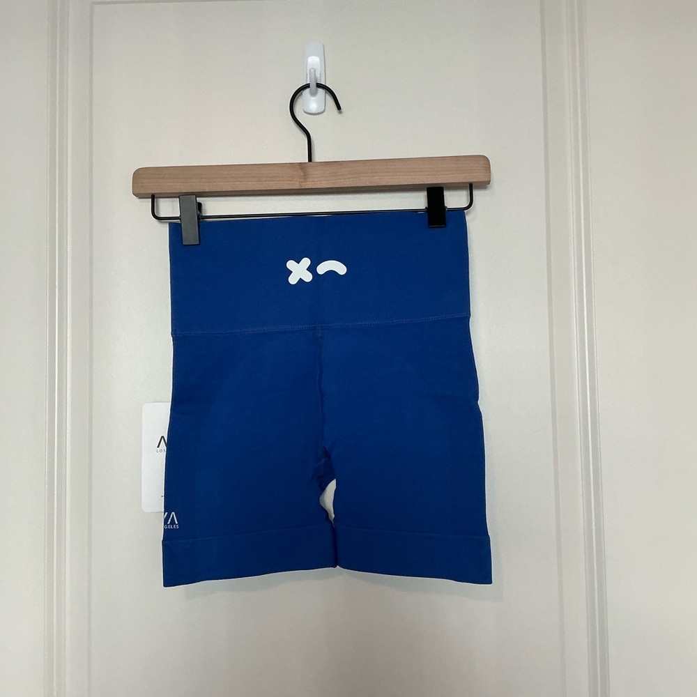 AVA Active Blue High-Waisted Juno Spandex Shorts - Picture 4 of 5